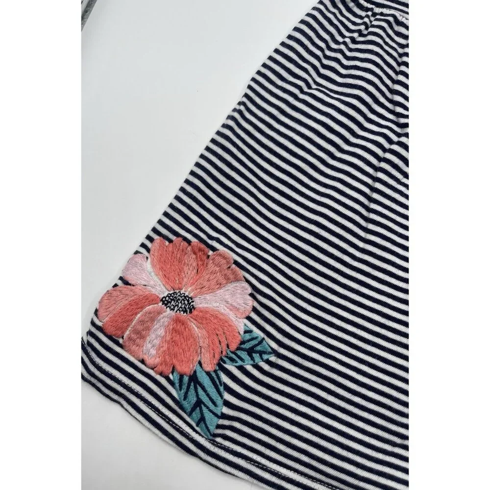Gymboree Dress Girls Baby Size 18-24 Months Floral Embroidered Striped‎